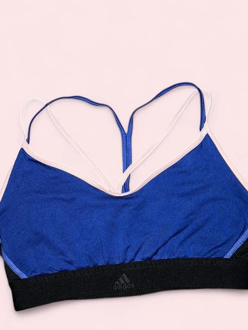 adidas Small Royal Blue Strappy Low-Impact Sports Bra with Black Band